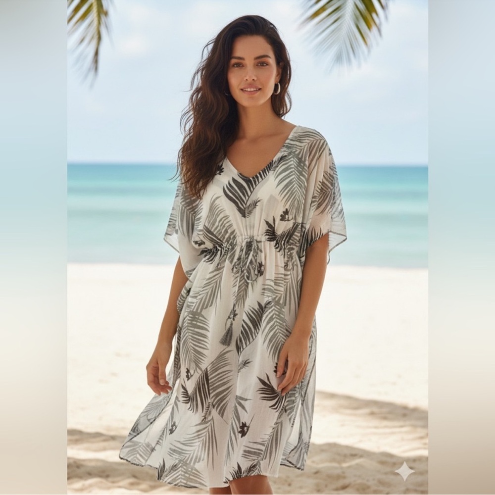 Kona Sol Palm Print Swim Cover-Up
